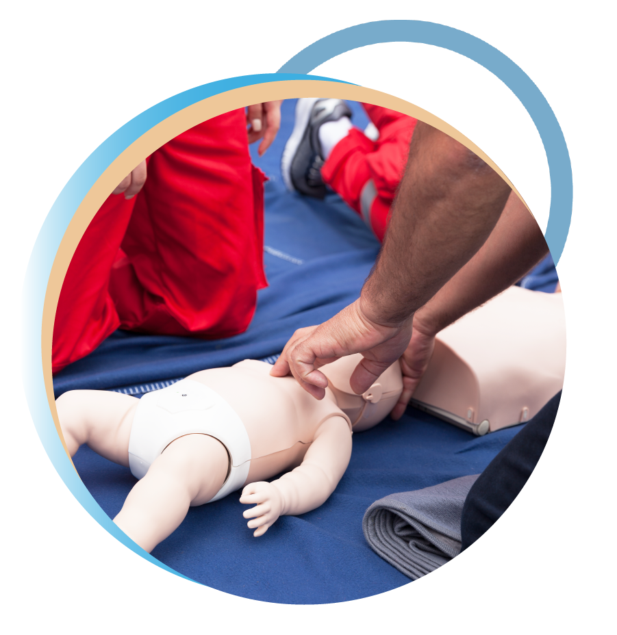 performing CPR C on a baby actar